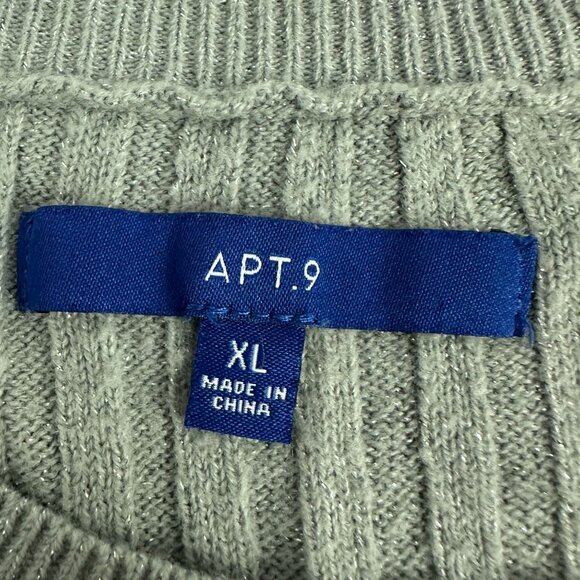 Apt 9 Womens Ribbed Long Sleeve Knit Sweater XL Sage Green Comfortable - Picture 3 of 5